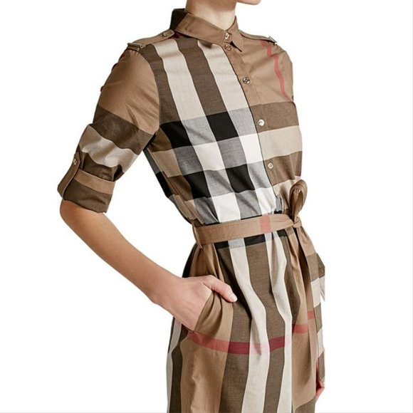 Burberry Dresses & Skirts - BURBERRY CHECK PLAID KELSY LONG SLEEVE SHIRT DRESS WITH BELT